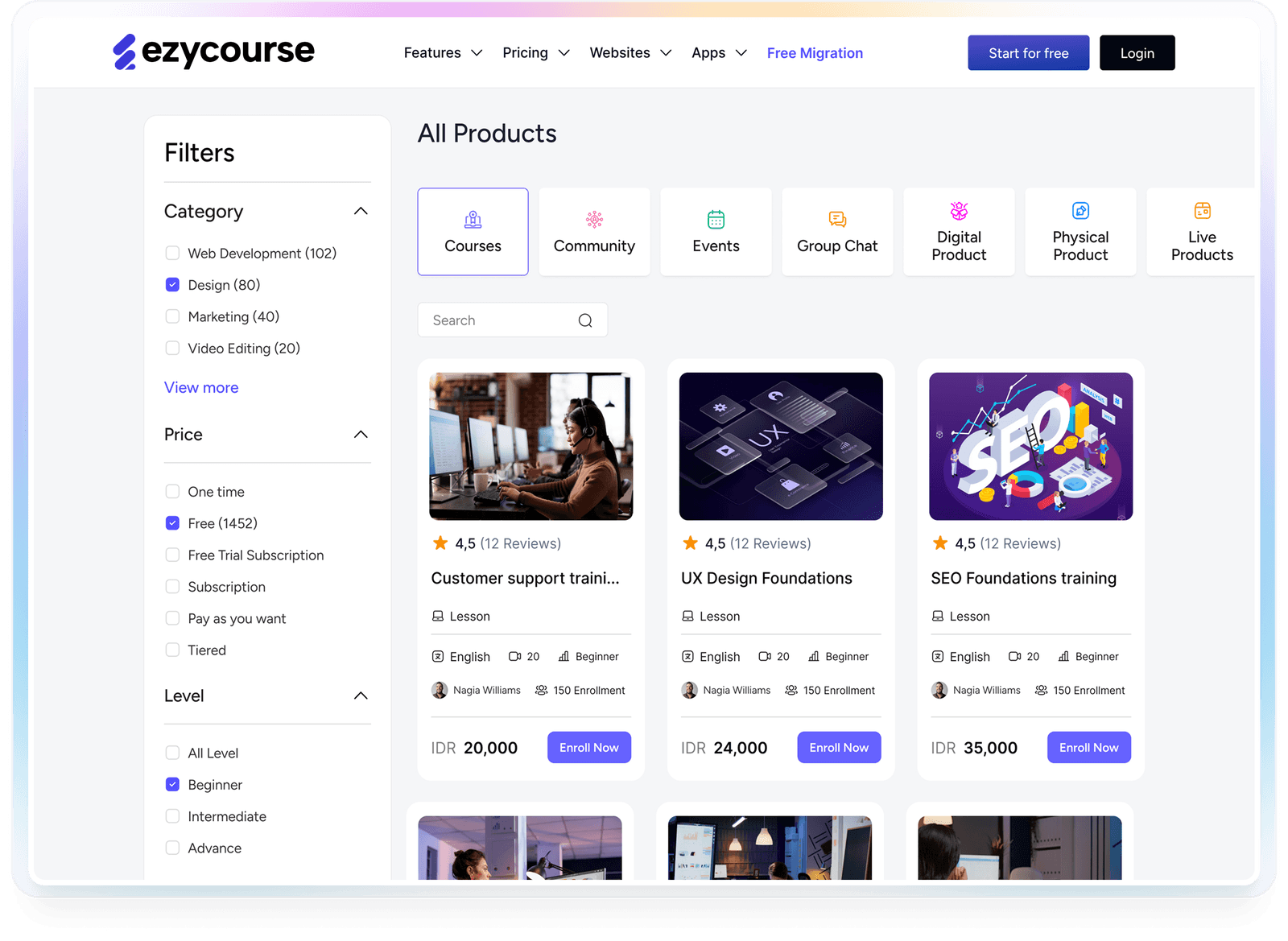 EzyCourse Course preview