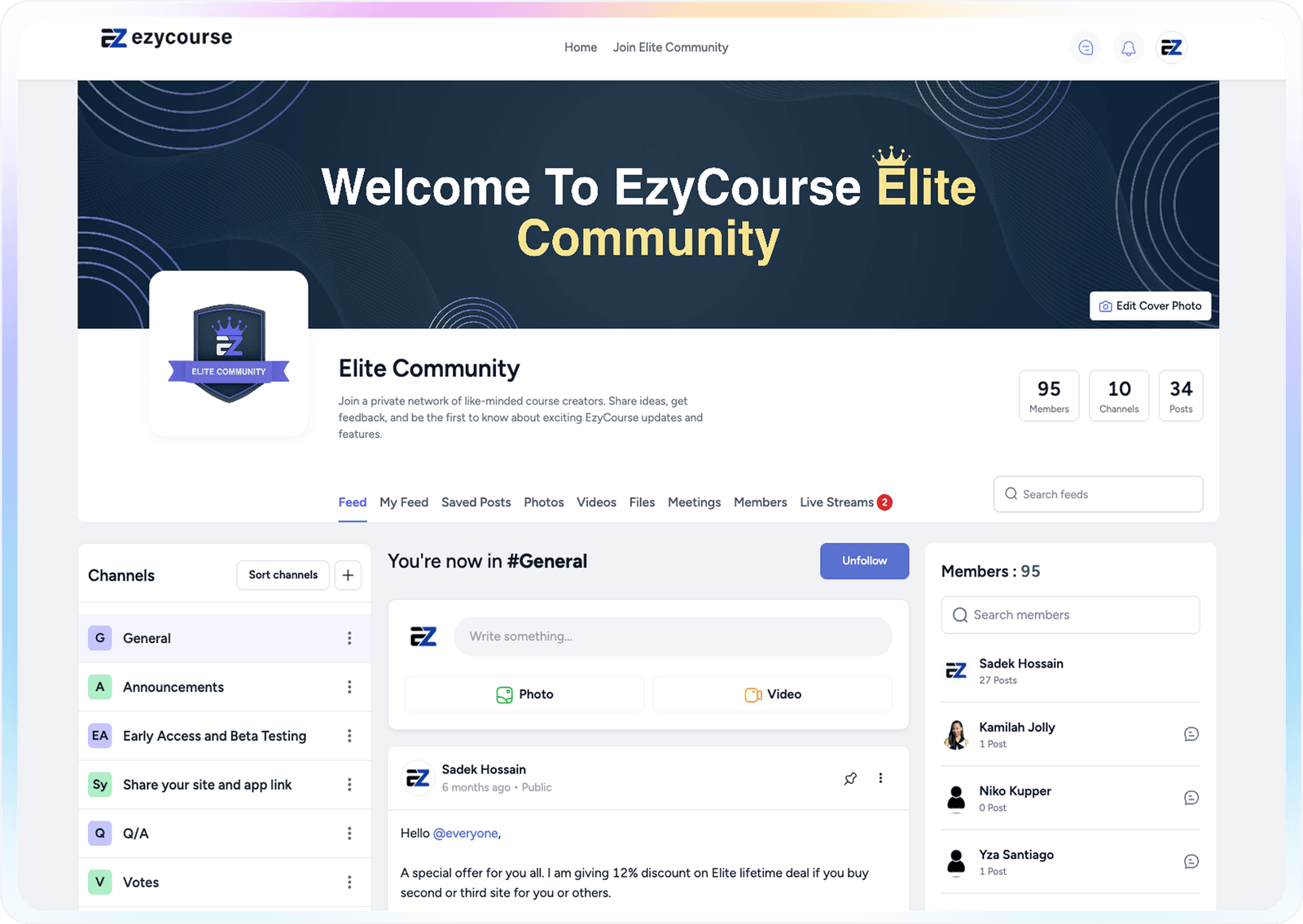 EzyCourse Community preview