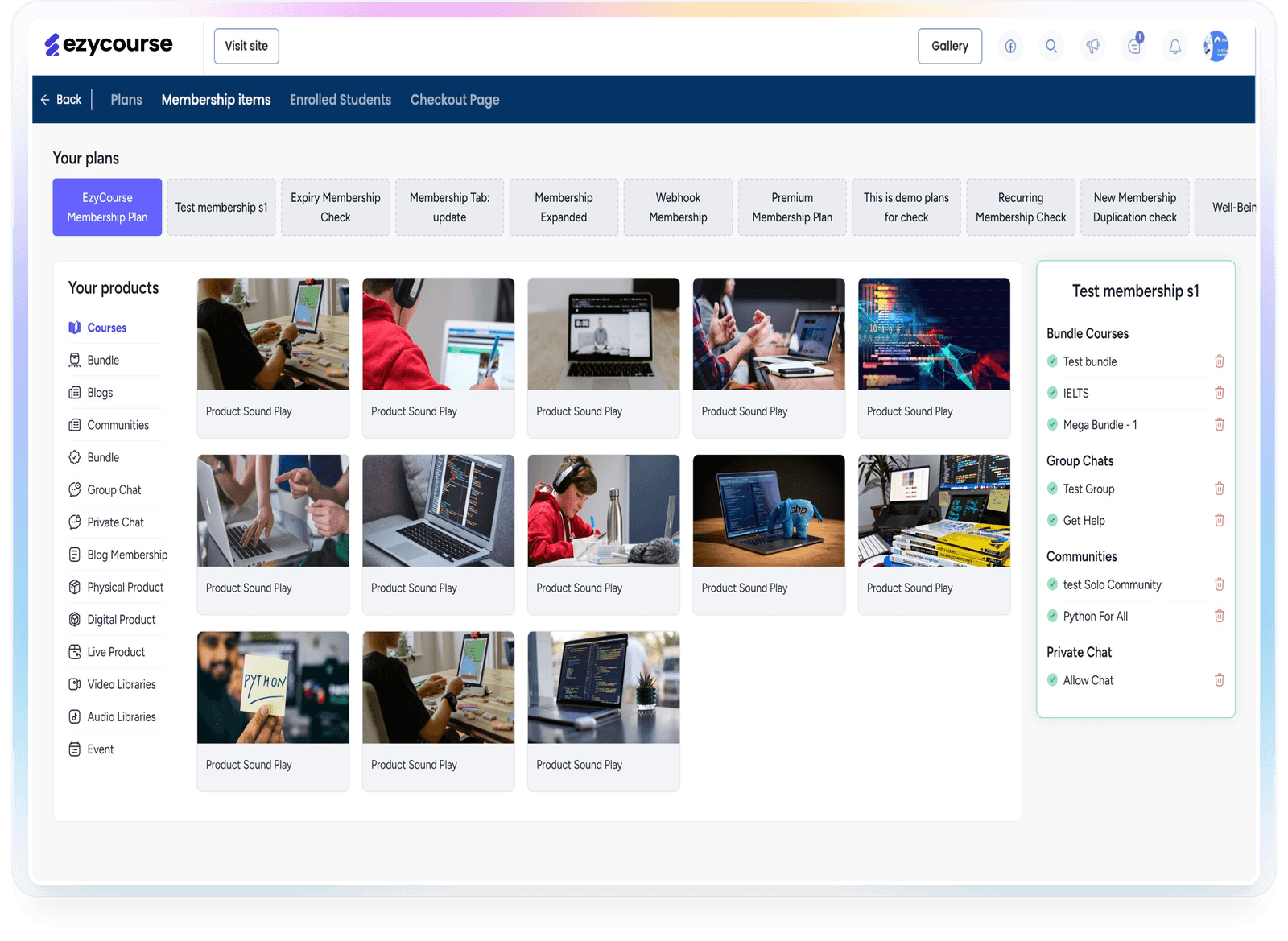 EzyCourse Membership preview