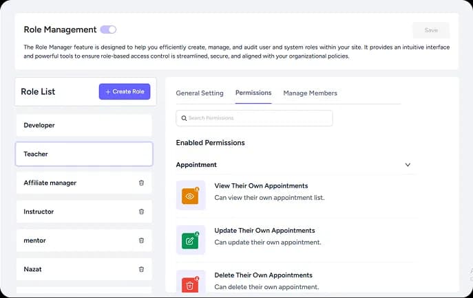Dynamic role manager interface