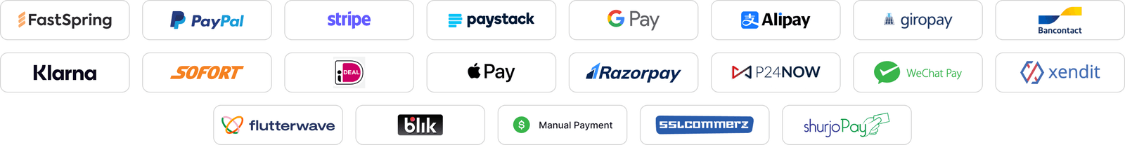ezy supported payment methods