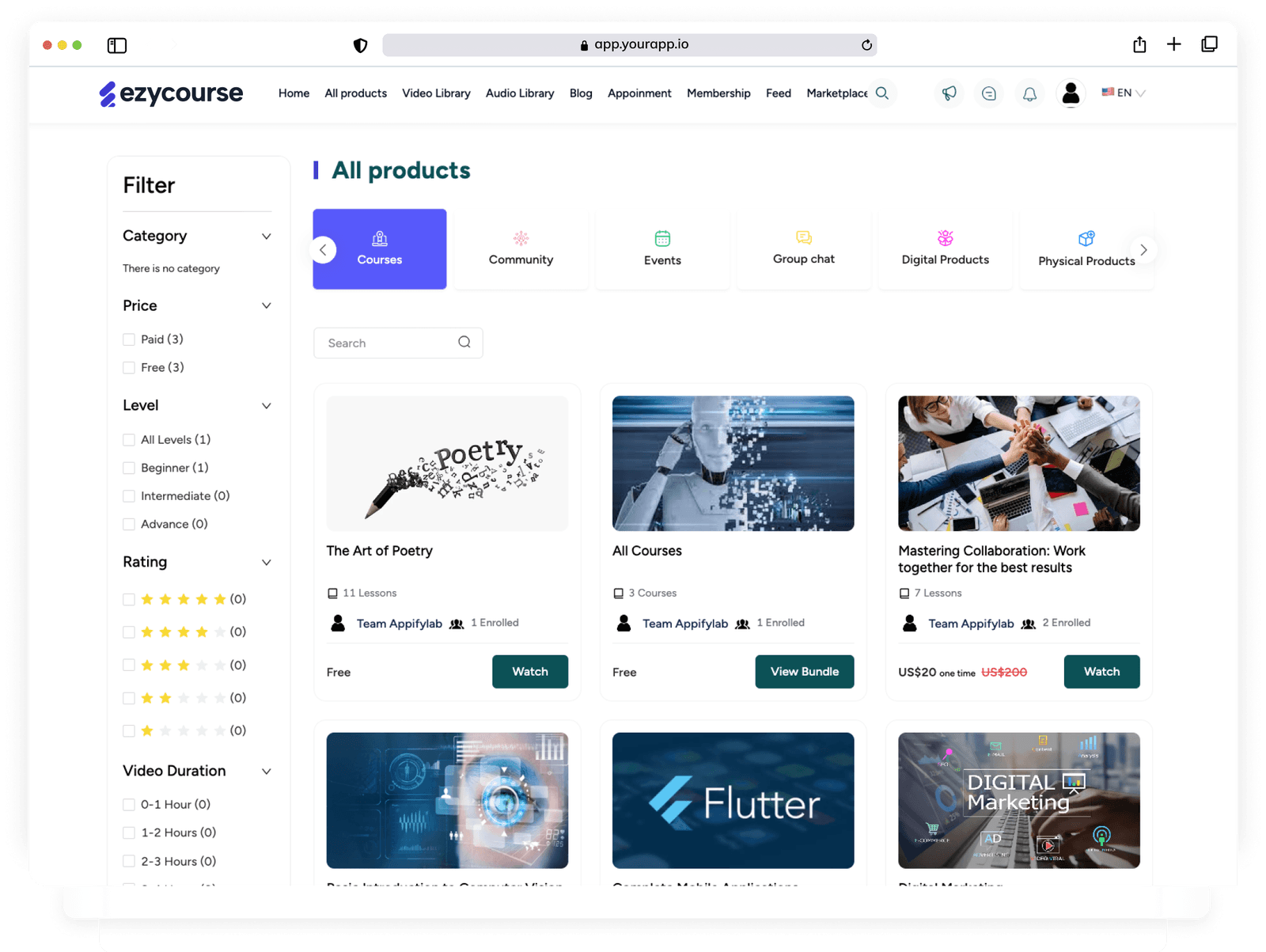 EzyCourse Feature preview